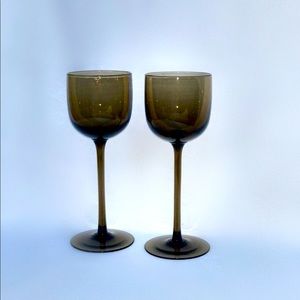 Long Stemmed Dark Green Wine Glasses
